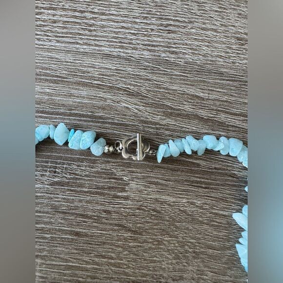 Blue and White Shell Necklace A1213 - Picture 4 of 5